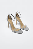 Doris Silver Glitter Barely There Heels