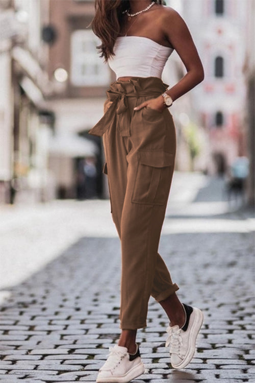 Dylan Chocolate Cargo Paperbag Trousers