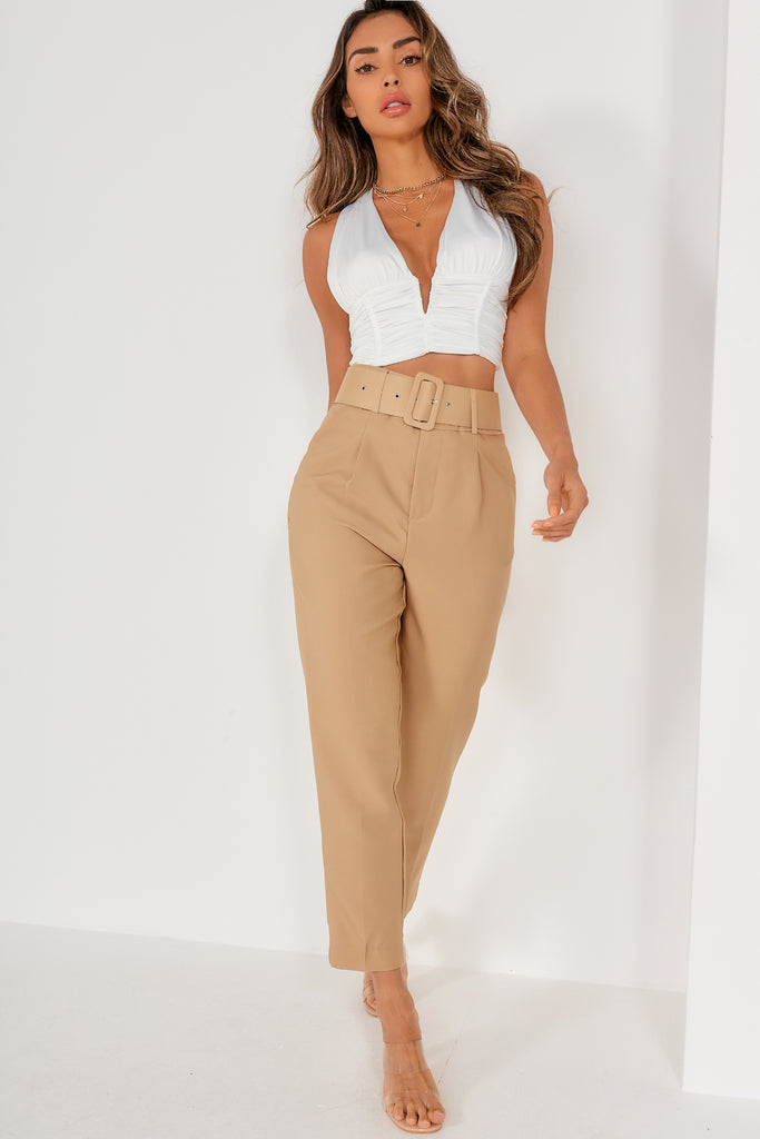 Super Stretch Tapered Tailored Pants | boohoo