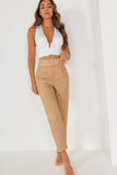 Dypna Camel Belted Cigarette Trousers