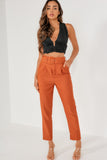 Dypna Orange Belted Cigarette Trousers