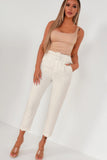Dypna Cream Belted Cigarette Trousers