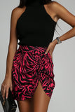 Eimear Red Zebra Print Ruched Skirt