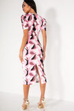 Emberlyn Pink and Black Abstract Print Dress