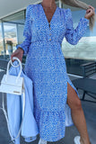Emery Blue Printed Midi Dress