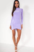 Emilee Lilac Slinky Ruched Dress