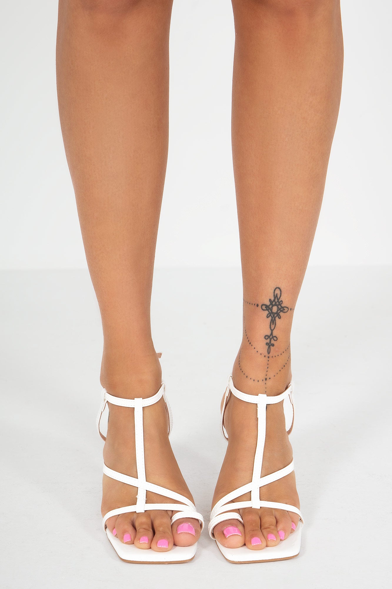 Emory White Patent Toe Post Heels