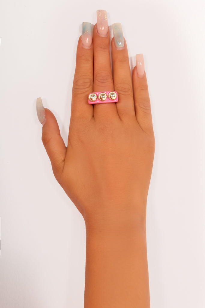 Fuchsia Ring With Gold Studs