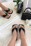 Giorgia Black Square Toe Flat Sandals
