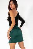 Glamorous Rebekah Green Satin Mini Skirt