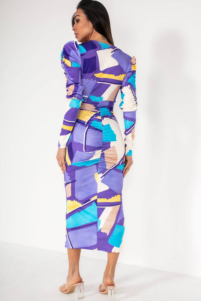 Glenda Purple Printed Midi Dress