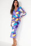Glenda Purple Printed Midi Dress