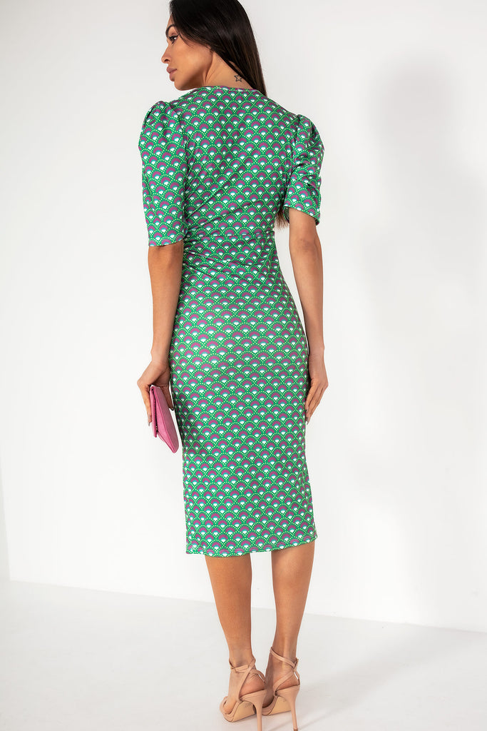 Gwyneth Green Printed Midi Dress