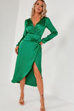 Ilissa Green Satin Wrap Over Dress