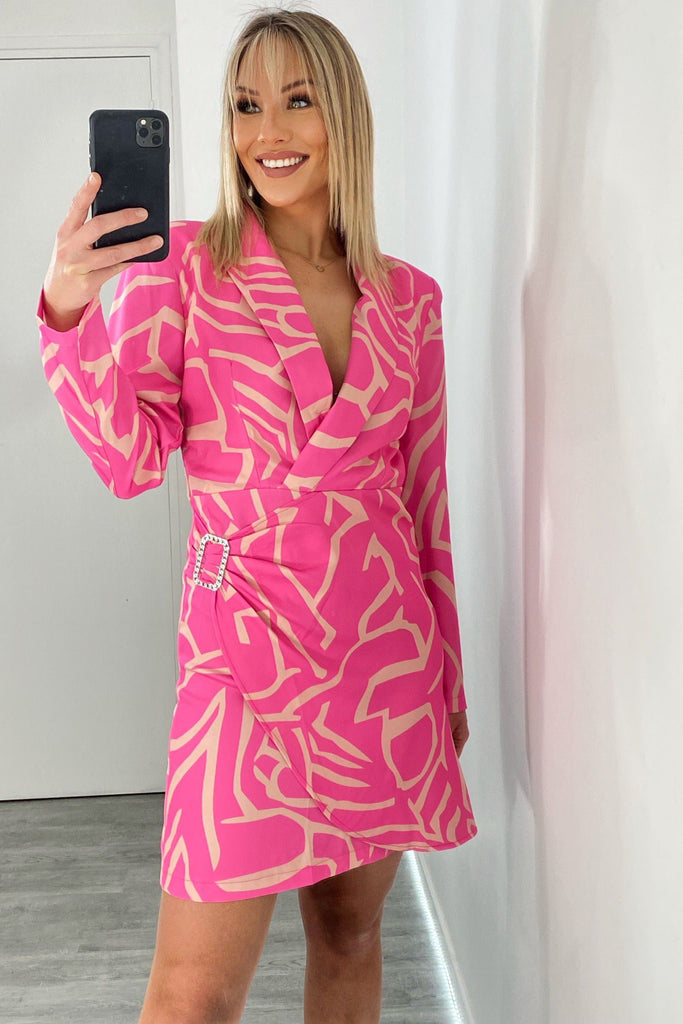 Ivan Pink Printed Blazer Dress