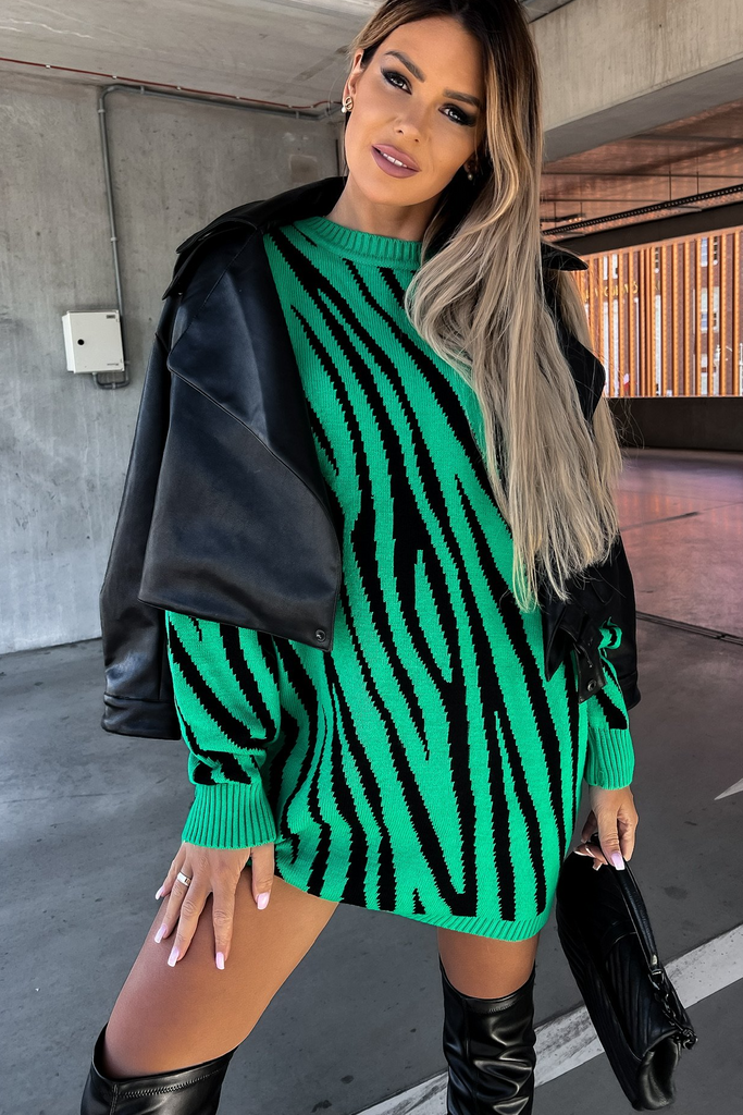 Neon green top sweater dress