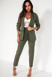 Joanna Khaki Ruched Blazer