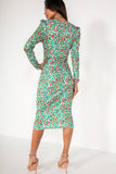 Jolene Green Spotted Midi Dress