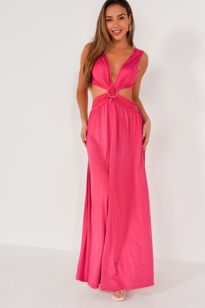 Kaiden Pink Cut Out Maxi Dress