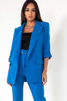 Kaisley Blue Padded Shoulder Blazer