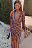 Kenzie Orange and Blue Printed Dress