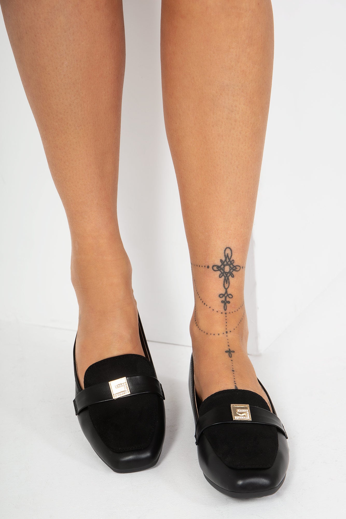 Lainey Black Gold Decor Loafers