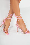Lakelynn Pink Cable Lace Up Heels