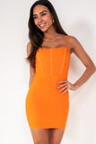 Lennie Neon Orange Corset Detail Dress