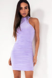 Lorena Lilac High Neck Ruched Dress