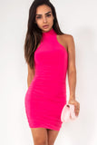 Lorena Pink Slinky Ruched Dress