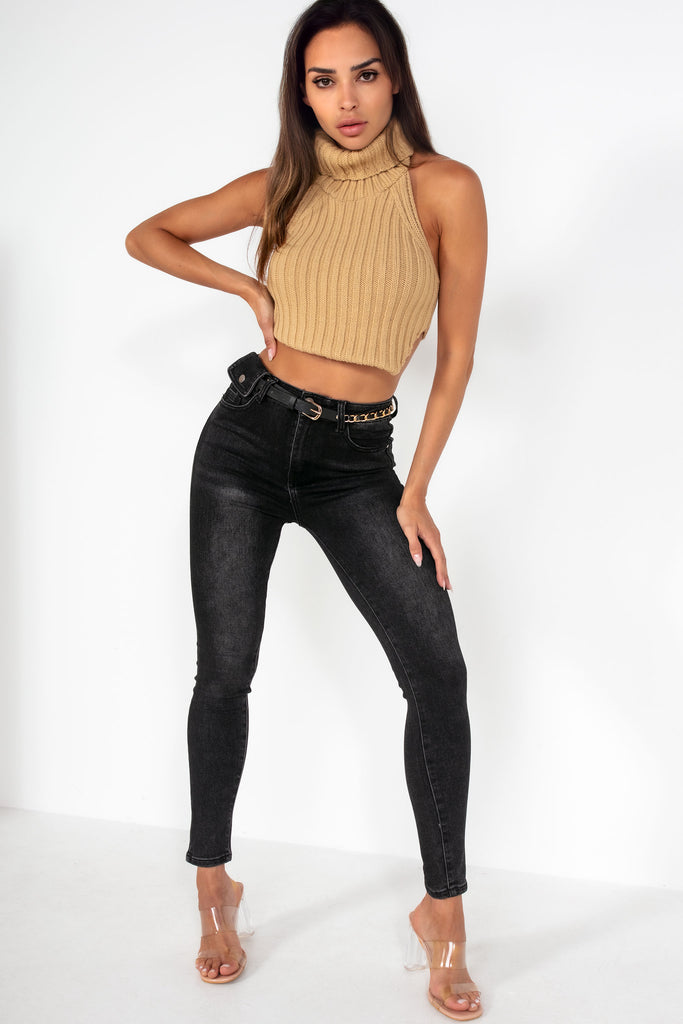 Lylah Black Belted Skinny Jeans