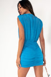 Maeve Blue Sleeveless Ruched Dress