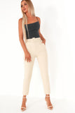 Maura Stone Belted Cigarette Trousers
