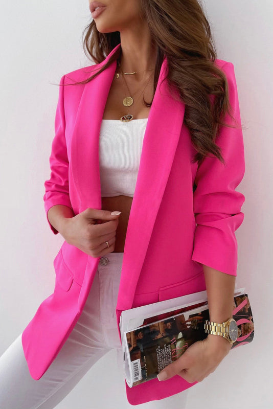 Maxine Hot Pink Ruched Sleeve Blazer