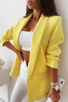 Maxine Yellow Ruched Sleeve Blazer