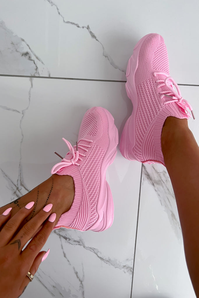 Maya Pink Knit Trainers