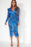 Muirne Blue Printed Midi Dress