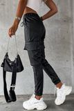Nailah Black Faux Leather Cargo Trousers