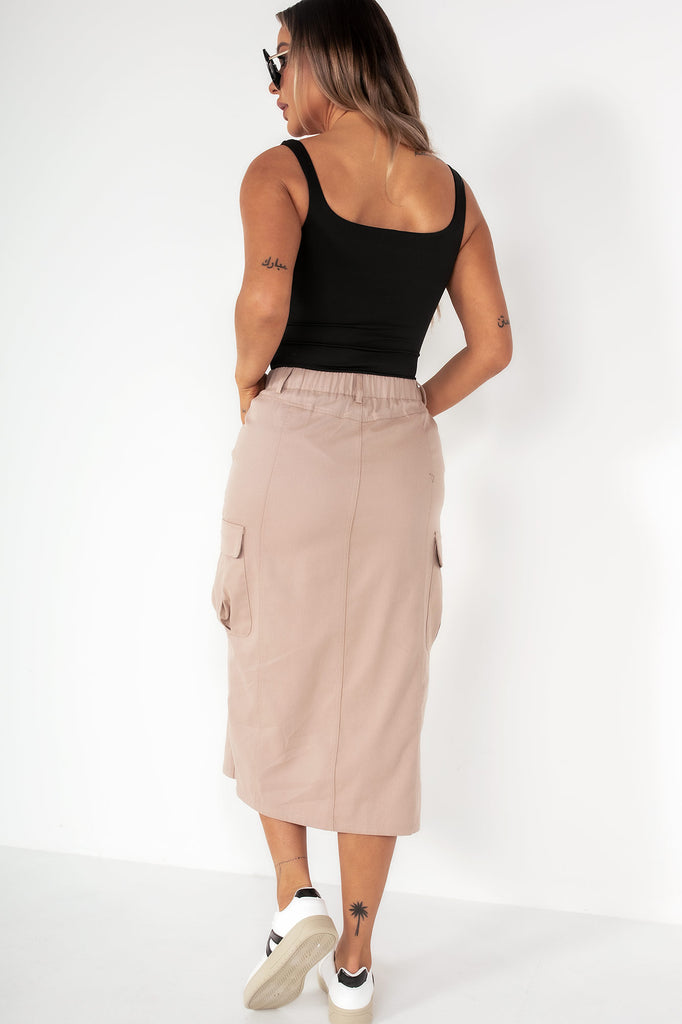 Nancy Stone Cargo Midi Skirt