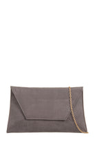Nettie Grey Suedette Envelope Clutch Bag (8160324560)
