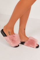 Nika Dusky Pink Faux Fur Slippers