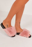 Nika Dusky Pink Faux Fur Slippers