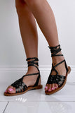 Nisha Black Lace Up Sandals