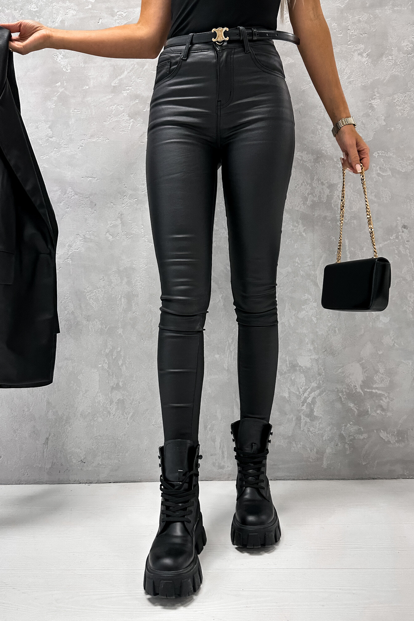 Onika Black Wax Trousers