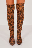 Oriah Leopard Suedette Over The Knee Boots