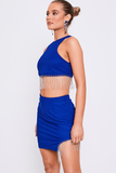 Palmer Blue Diamante Fringe Skirt