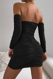 Paola Black Slinky Ruched Dress