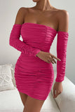 Paola Pink Slinky Ruched Dress