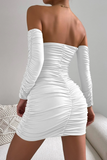 Paola White Slinky Ruched Dress