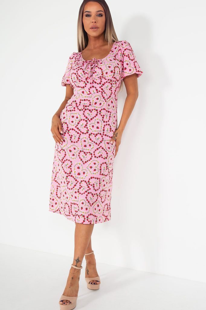 Pearlene Pink Heart Print Dress